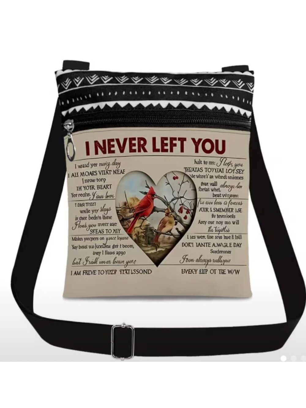 "I Never Left You" Cardinal-Inspired Crossbody Bag Multiple Pockets
